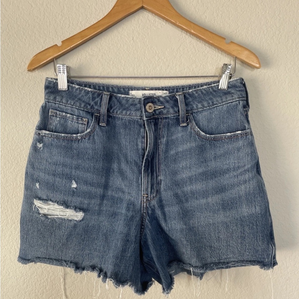 Hollister Blue Jean Shorts Distressed Cut-Off Style